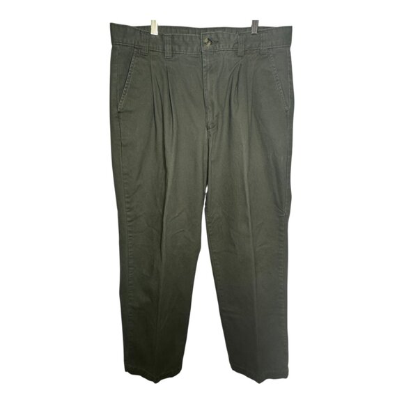 VTG Duck Head Vintage Pleat Front Khaki Chino Pants, Olive, 36x29, 100% Cotton - Picture 1 of 8